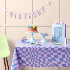 Retro Wavy Checkered Print Table Cover - Spritzā¢