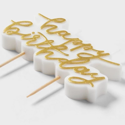 Gold Happy Birthday Candle - Spritz™ 3 Gold Happy Birthday Candle - Spritz™ - Image 3