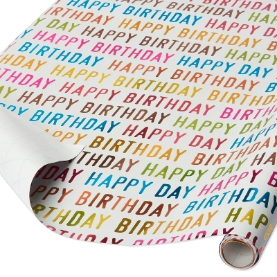 Happy Birthday Colorful Print Wrapping Paper - Spritz™: Multicolor Typography Gift Wrap For All Occasions, 90.4" X 30" 1 Happy Birthday Colorful Print Wrapping Paper - Spritz™: Multicolor Typography Gift Wrap For All Occasions, 90.4" X 30"