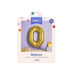 34" Number 0 Foil Balloon - Spritzā¢: Gold Birthday Decoration, Solid Pattern, All Ages