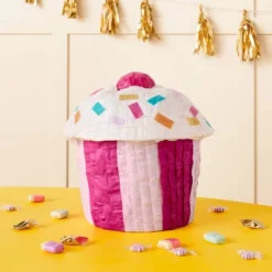Cupcake Pinata - Spritz™: Pink Party Decoration For Kids Birthday, 14" Paper Piñata, No Assembly Required