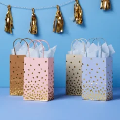 4pk Jr. Tote Bag Assorted With Gold Foil - Spritz™