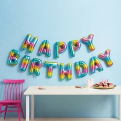 "Happy Birthday" Pastel Rainbow Balloon Banner - Spritz™