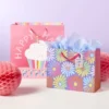 Large Happy Birthday Cupcake Square Gift Bag - Spritz™: Pink, Paper, 15"x15"x10", Large, Gender Neutral,