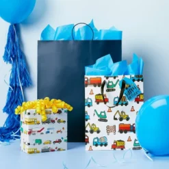 Vehicles Gift Wrapping Paper - Spritz™: Multicolor Sports Theme, Birthday Car Pattern, Boys Gift Wrap, 96" X 30"