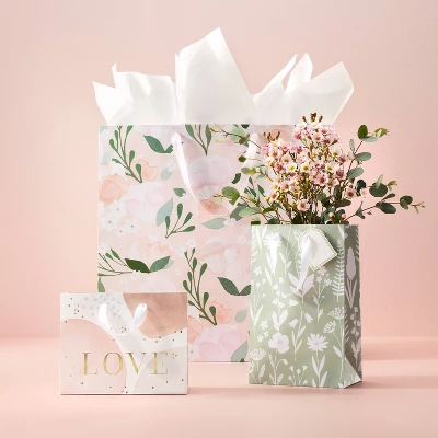 Pink Floral X-Large Wedding Gift Bag - Spritz™: Botanical Pattern, 15"x15"x10", Paper Material, Gender Neutral 1 Pink Floral X-Large Wedding Gift Bag - Spritz™: Botanical Pattern, 15"x15"x10", Paper Material, Gender Neutral