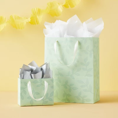 Green Leaf With Mirror Ink XL Gift Bag - Spritz™ 1 Green Leaf With Mirror Ink XL Gift Bag - Spritz™