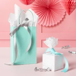 8ct Tissue Paper White/Silver Foil Dots Print - Spritzā¢: Classic Polka Dot Design For All Occasions, 16.5" X 24"