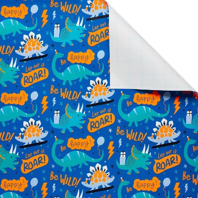 Dinosaur Kids' Wrapping Paper - Spritz™: Multicolor Monster Theme, Birthday & All Occasions, 90.4" X 30" Gift Wrap 2 Dinosaur Kids' Wrapping Paper - Spritz™: Multicolor Monster Theme, Birthday & All Occasions, 90.4" X 30" Gift Wrap - Image 2