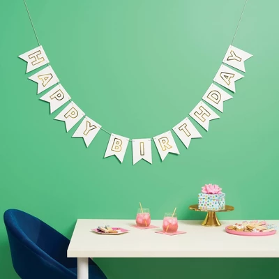 "Happy Birthday" Party Banner White/Gold - Spritz™ 1 "Happy Birthday" Party Banner White/Gold - Spritz™