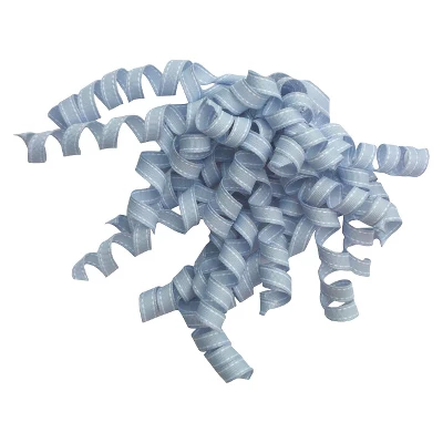 7" Light Blue Fabric With White Stitch Curly Gift Bow - Spritz™: Decorative Bows For Gift Wrapping, Easter Accessory 1 7" Light Blue Fabric With White Stitch Curly Gift Bow - Spritz™: Decorative Bows For Gift Wrapping, Easter Accessory