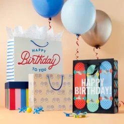 Skateboards Small Gift Bag - Spritz™: Birthday Gift Bag, Multicolored, Sports Pattern, 9.75" X 7.75" X 4"