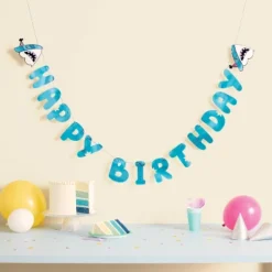 "Happy Birthday" Shark Banner Teal - Spritz™