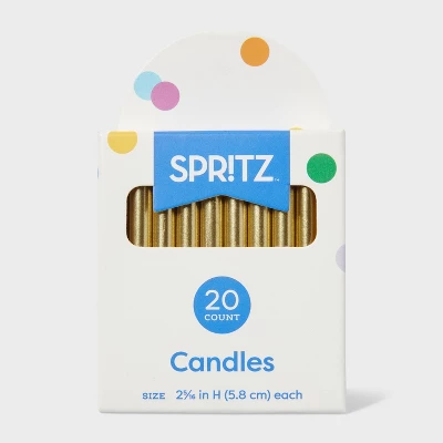 20ct Birthday Candle Gold - Spritz™: Wax Cake Candles, 2.31" Height, 20 Pieces 2 20ct Birthday Candle Gold - Spritz™: Wax Cake Candles, 2.31" Height, 20 Pieces - Image 2