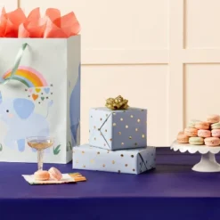 Gift Wrap Roll Blue With Gold Foil Dots - Spritz™