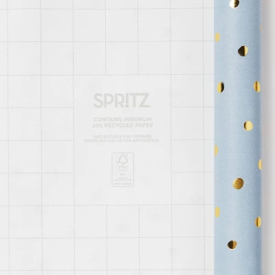 Gift Wrap Roll Blue With Gold Foil Dots - Spritz™ 2 Gift Wrap Roll Blue With Gold Foil Dots - Spritz™ - Image 2