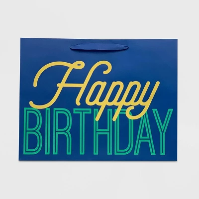 Vogue 'Happy Birthday' Bag Navy - Spritz™: Large Blue Paper Gift Bag, Solid Typography, 10x12.75x5 1 Vogue 'Happy Birthday' Bag Navy - Spritz™: Large Blue Paper Gift Bag, Solid Typography, 10x12.75x5