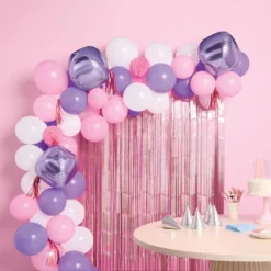 48ct Balloon Arch Garland Décor Kit With Backdrop Pink/Purple - Spritz™