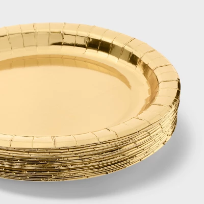 20ct 8.5" Disposable Metallic Plates Gold - Spritz™ 2 20ct 8.5" Disposable Metallic Plates Gold - Spritz™ - Image 2