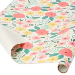 Floral Birthday Wrapping Paper - Spritz™: Multicolor Botanical Gift Wrap, 90.4" X 30", Paper Material