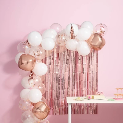 48ct Balloon Arch Garland Décor Kit With Backdrop Rose Gold - Spritz™ 1 48ct Balloon Arch Garland Décor Kit With Backdrop Rose Gold - Spritz™