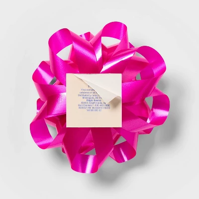 Glossy Gift Bow Pink - Spritz™: Large Decorative Bow For Gift Wrapping, Birthday & All Occasions, 6" Solid Plastic 2 Glossy Gift Bow Pink - Spritz™: Large Decorative Bow For Gift Wrapping, Birthday & All Occasions, 6" Solid Plastic - Image 2