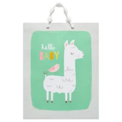 Medium 'Hello Baby' Llama And Bird Baby Shower Gift Bag - Spritz™: Multicolor Animal Pattern, 12.75" Height
