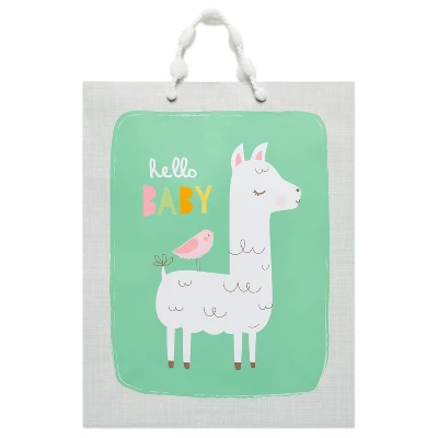Medium 'Hello Baby' Llama And Bird Baby Shower Gift Bag - Spritz™: Multicolor Animal Pattern, 12.75" Height 1 Medium 'Hello Baby' Llama And Bird Baby Shower Gift Bag - Spritz™: Multicolor Animal Pattern, 12.75" Height
