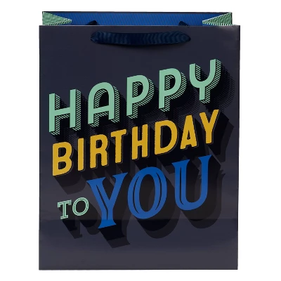 Medium 'Happy Birthday To You' Gift Bag Black/Gray - Spritz™: Paper Party Bag, Typography Pattern, 12.75" Height 1 Medium 'Happy Birthday To You' Gift Bag Black/Gray - Spritz™: Paper Party Bag, Typography Pattern, 12.75" Height
