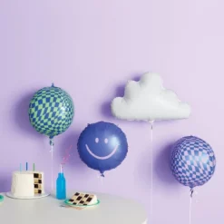 Retro Smiley, Checkered, And Cloud Balloon 4pk - Spritzā¢