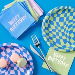 Retro Wavy Checkered Print Dinner Plate 20ct - Spritzā¢