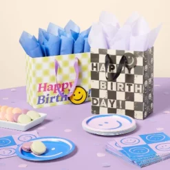 20ct Retro Assorted Smiley Face Snack Plate Pink/Green/Purple - Spritzā¢