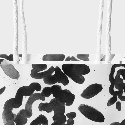 Floral Wine Bag - Spritz™: Botanical Paper Gift Bag For Wine Bottles, All Occasions, 13" Height, White & Black 2 Floral Wine Bag - Spritz™: Botanical Paper Gift Bag For Wine Bottles, All Occasions, 13" Height, White & Black - Image 2