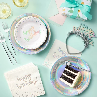 30ct Lunch Napkins 'Happy Birthday' Iridescent - Spritz™ 1 30ct Lunch Napkins 'Happy Birthday' Iridescent - Spritz™