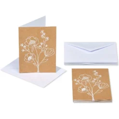 10ct Blank All Occasion Cards Floral On Kraft - Spritz™: Botanical Greeting For Birthday, Wedding, Baby Shower