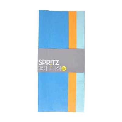 20ct Tissue Paper Orange/Blue/Light Blue - Spritz™: Solid Gift Packaging, 16.5" X 24", All Occasions, 20 Pack 1 20ct Tissue Paper Orange/Blue/Light Blue - Spritz™: Solid Gift Packaging, 16.5" X 24", All Occasions, 20 Pack