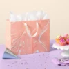 Marble Pattern Peach Iridescent Large Gift Bag With Tissue - Spritz™