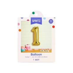 34" Number 1 Foil Balloon - Spritzā¢: Gold Birthday Decoration, Solid Pattern, All Ages