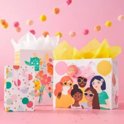 Friends Birthday Medium Gift Bag - Spritz™: Multi-Colored Paper, 10" X 12.75", Birthday Gift Bags, Gender Neutral