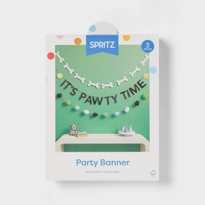 Dog Birthday "It's Pawty Time" Banner - Spritz™ 2 Dog Birthday "It's Pawty Time" Banner - Spritz™ - Image 2