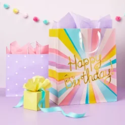 Bright Colors Banded Tissue - Spritzā¢: Multicolor Gift Packaging For Birthday & Easter, 20 Sheets, 16.5" X 24"