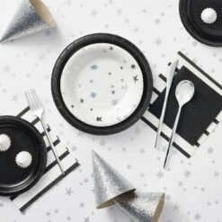 10ct 5" Glittered Party Hats Silver - Spritzā¢