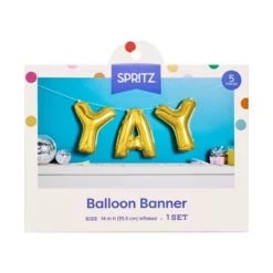 "Yay" Foil Balloon Banner Gold - Spritz™