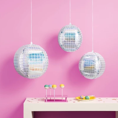 Disco Ball Shaped Foil Balloons 3ct - Spritz™ 1 Disco Ball Shaped Foil Balloons 3ct - Spritz™
