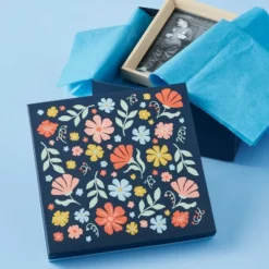 Square Gift Box Floral On Navy - Spritz™