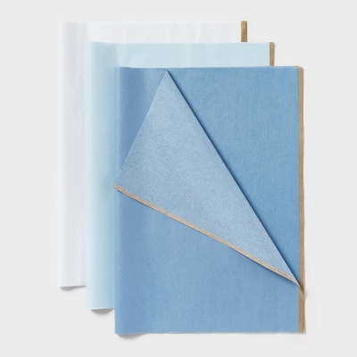 20ct Banded Tissue Gold Metallic List White/Light Blue - Spritz™ 2 20ct Banded Tissue Gold Metallic List White/Light Blue - Spritz™ - Image 2