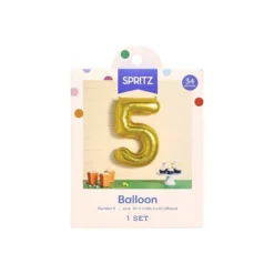 34" Number 5 Foil Balloon - Spritzā¢: Gold Birthday Decoration, Solid Pattern, All Ages