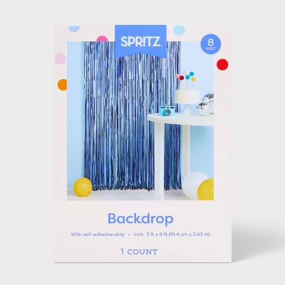 Holographic Metallic Fringe Backdrop Blue - Spritz™ 2 Holographic Metallic Fringe Backdrop Blue - Spritz™ - Image 2