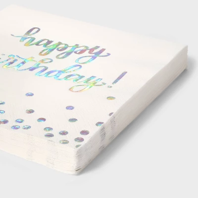 30ct Lunch Napkins 'Happy Birthday' Iridescent - Spritz™ 2 30ct Lunch Napkins 'Happy Birthday' Iridescent - Spritz™ - Image 2