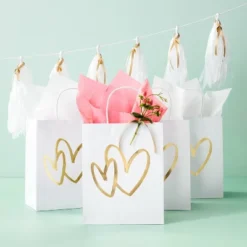 Gold Hearts Small Wedding - 4pc - Gift Bag - Spritz™